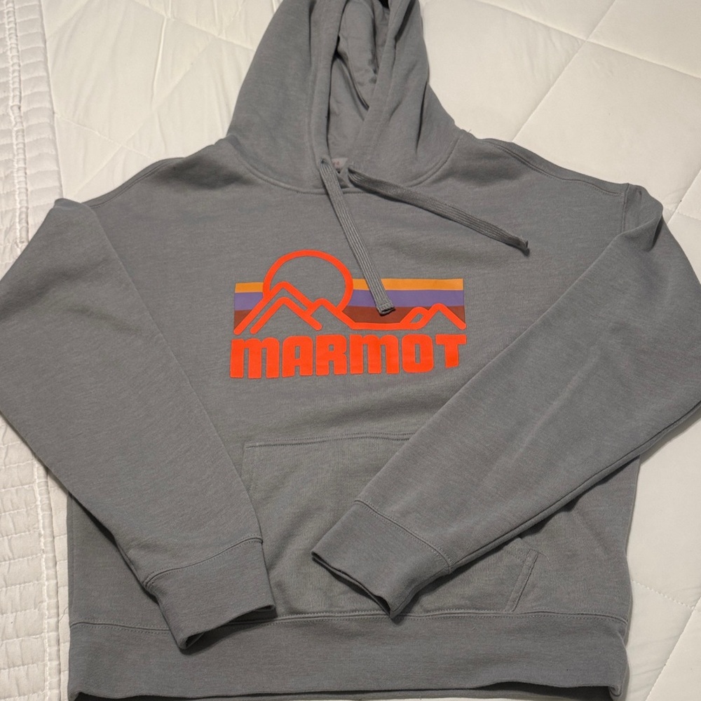 Marmot Gray and Orange Graphic Hoodie